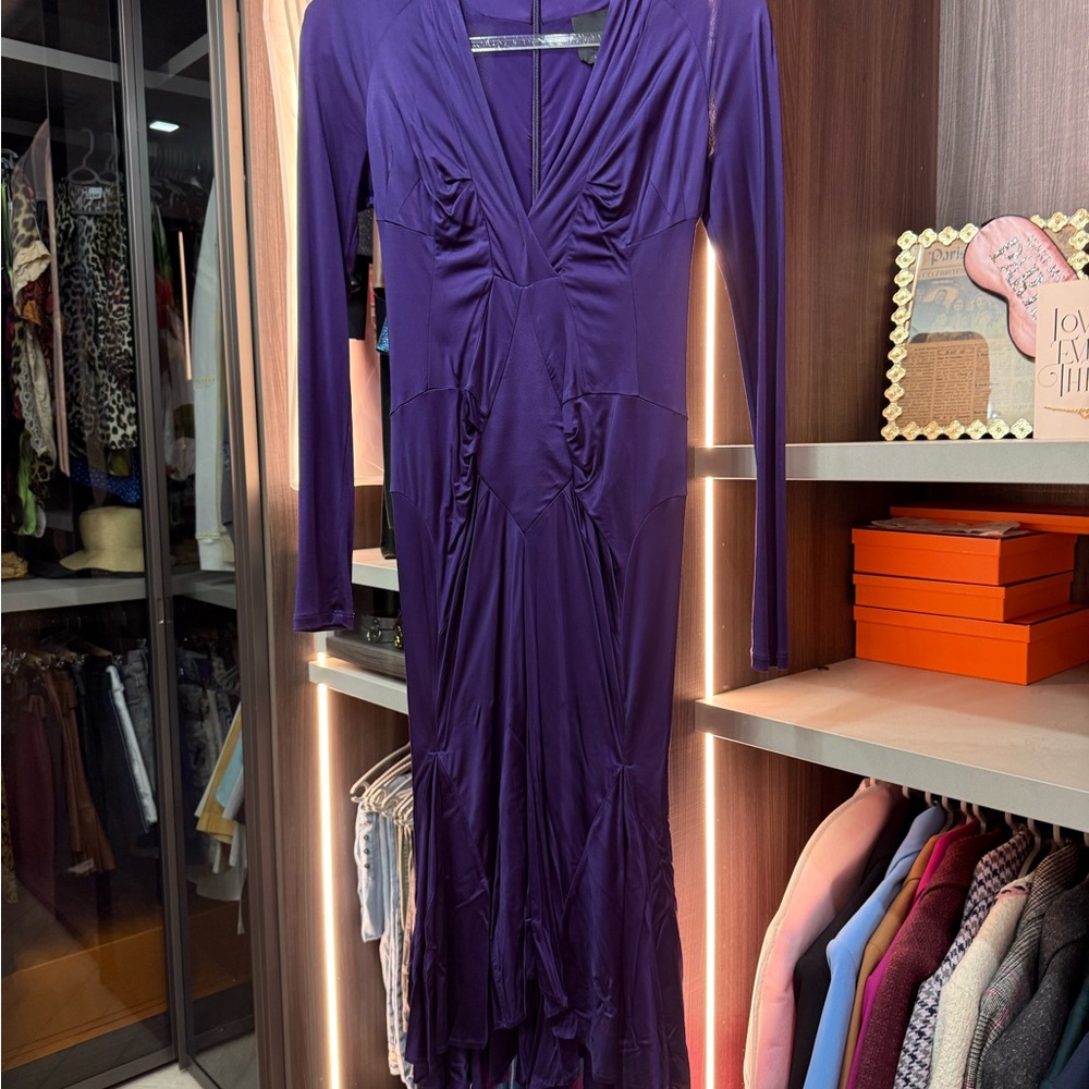 bebe Rich Purple Long Sleeve Dress